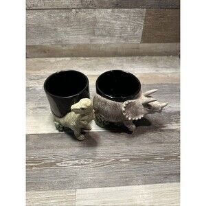 Vintage 1992 Lot of 2 Bergschrund T Rex Ceramic Cup Mug - Dino. Handle
